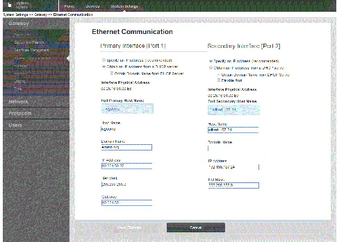 Ethernet-Konfiguration im Webinterface