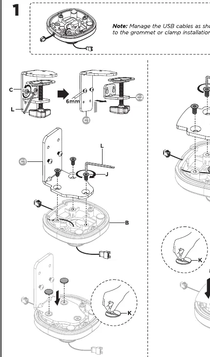 Montage der Tischklemme und Basis