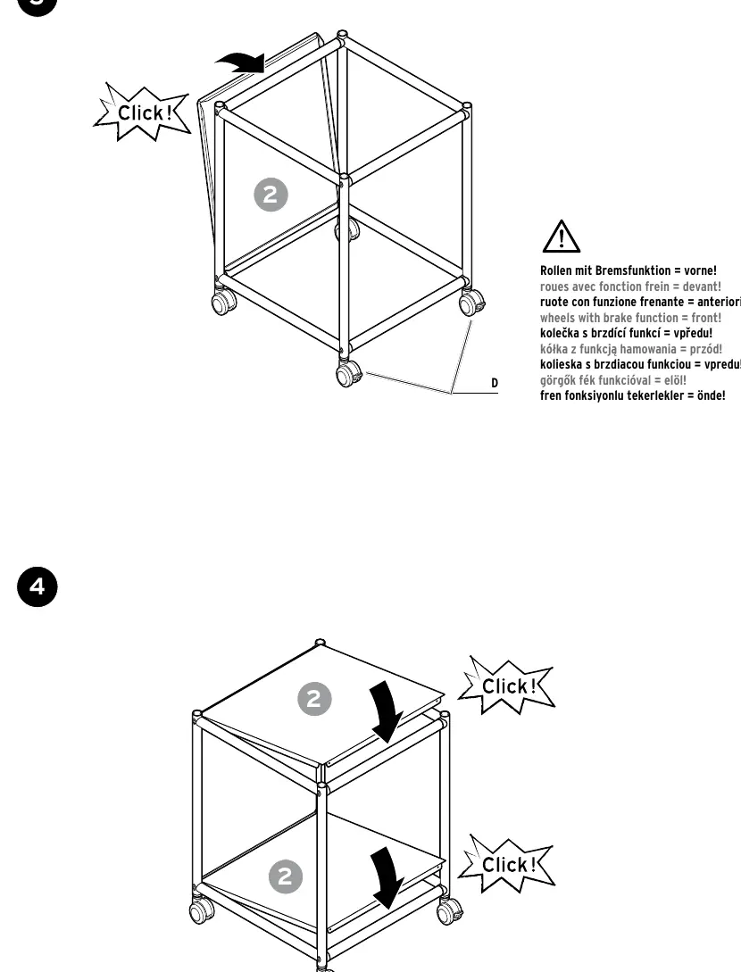 Schritt 3 & 4: Einrasten der Ablagen