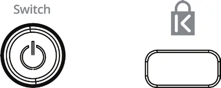 Switch-Taste und Kensington-Lock-Symbol