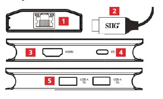 Anschlussübersicht des SIIG 04-1403A Hubs