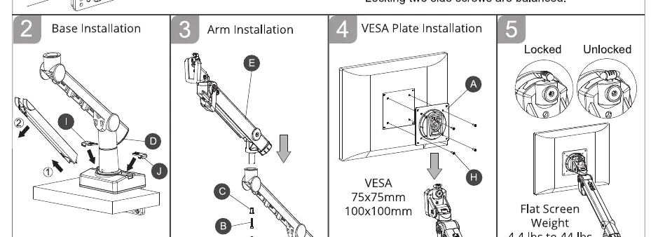 Montage des Arms und der VESA-Platte