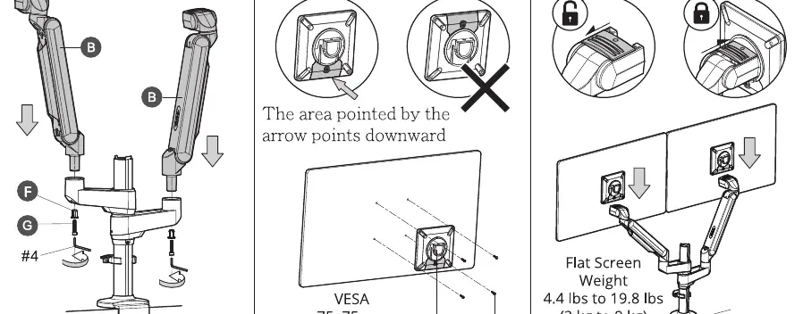 Installation der VESA-Platte und des Bildschirms