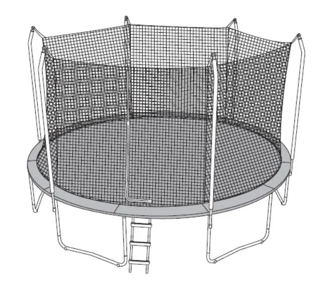Übersicht des vollständig montierten Trampolins