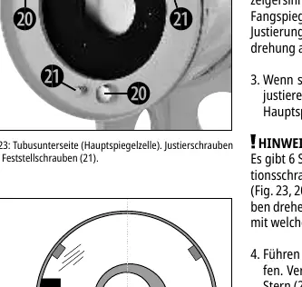Fig. 23: Kollimationsschrauben am Hauptspiegel