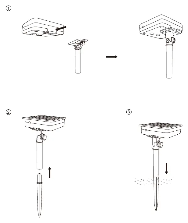 Montageanleitung für das Solarpanel und den Erdspieß