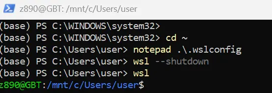 Beispiel für die Konfiguration der .wslconfig-Datei