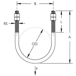 Diagramm des U-Bolzens mit Abmessungen