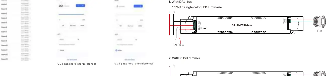 Detaillierte Verdrahtungspläne für DALI und PUSH-Dimmer
