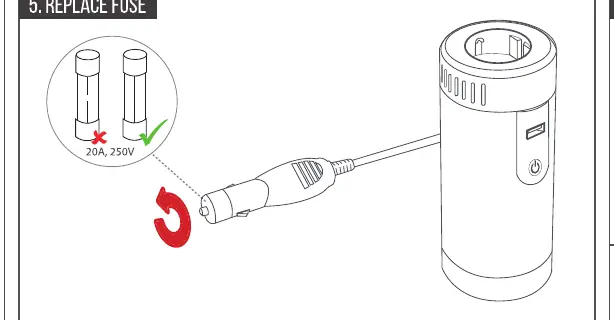 Austausch der Sicherung im 12V-Stecker