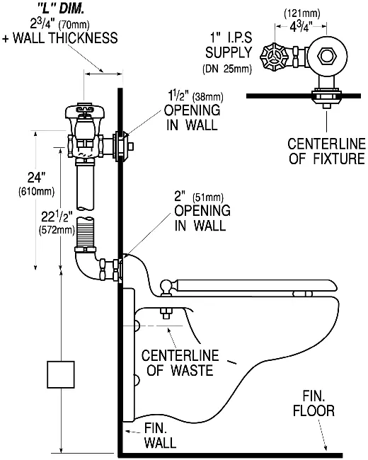 Installationszeichnung mit Rough-in-Maßen