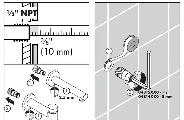 Installationsschritte für 1/2" Anschluss