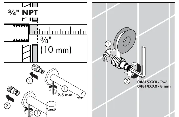 Installationsschritte für 3/4" Anschluss