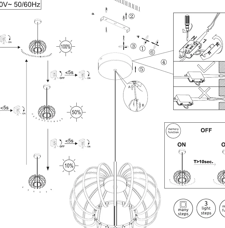 Installationsdiagramm der Globo Pendelleuchte
