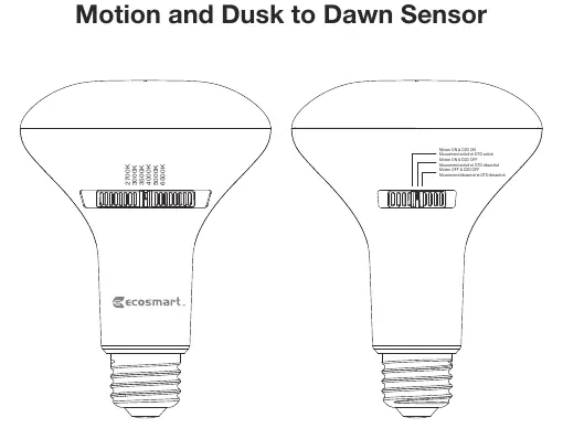 Diagramm der Lampe mit Schaltern für Farbtemperatur und Sensormodi.