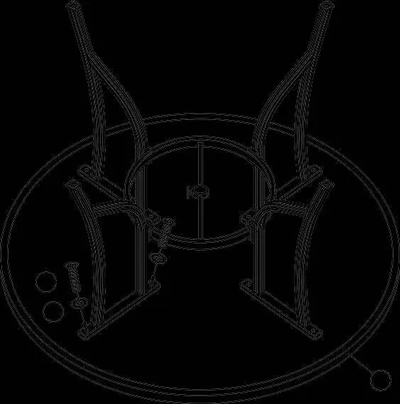 Montageskizze der Tischbeine und des Mittelrings