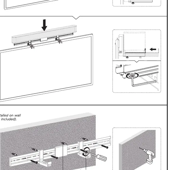 Wandmontage-Details mit Schrauben und Dübeln