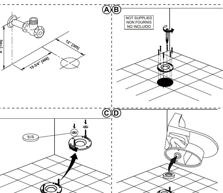 Installation des Bodenflansches und Dichtungsrings
