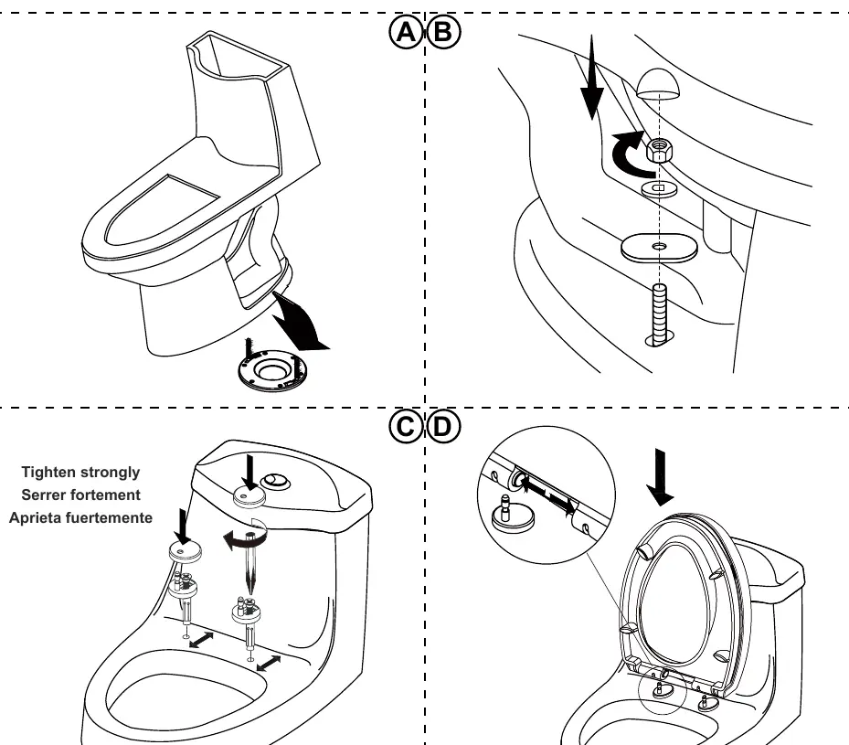 Montage der Toilette auf dem Flansch