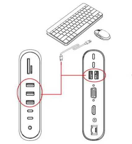 Anschluss von Maus und Tastatur