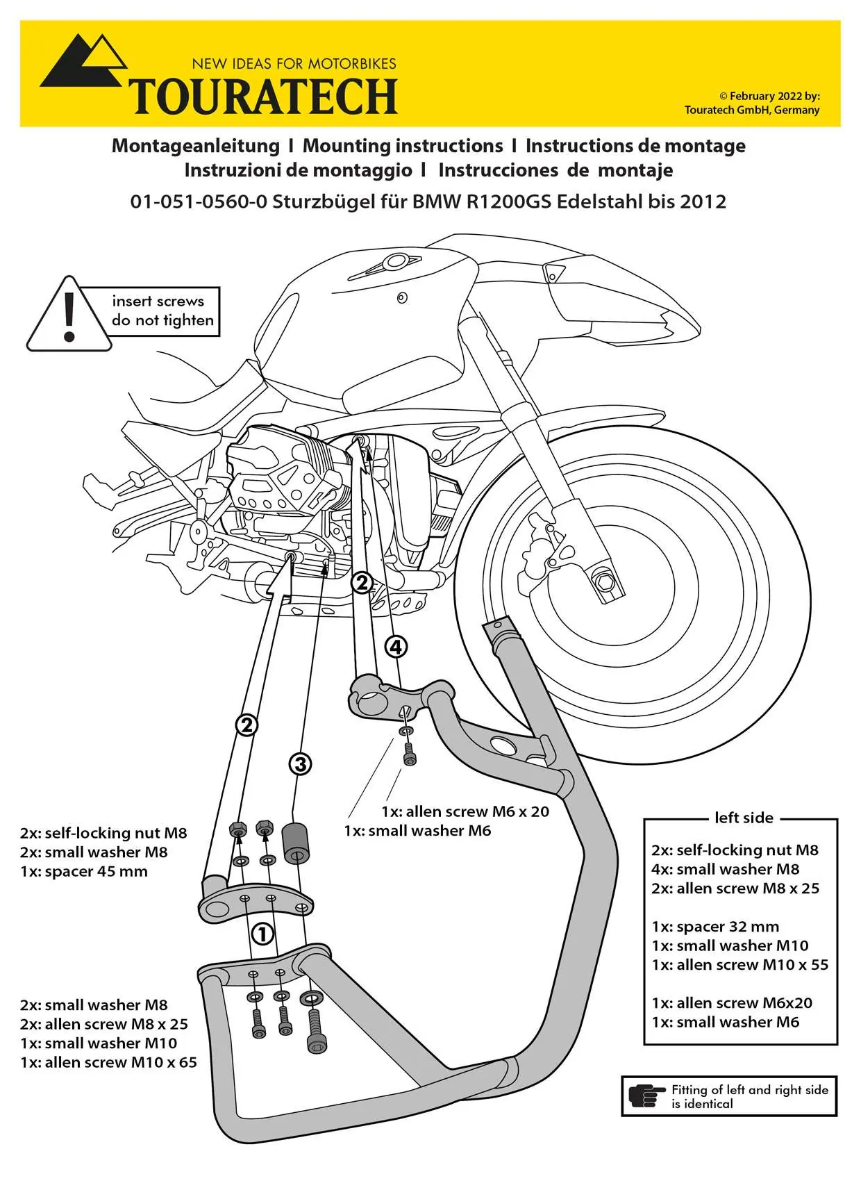 Montagediagramm für die linke Seite