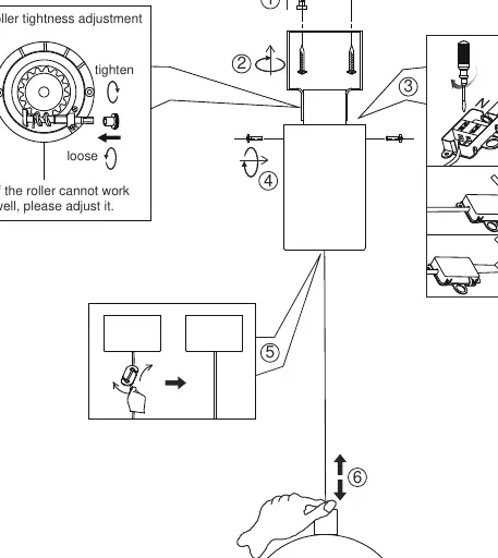 Einstellmechanismus für die Seilspannung (Roller tightness adjustment)