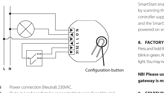 Schaltplan für die Installation des Heatit ZM Single Relay 16A