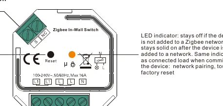 Anschlussdiagramm für den ZigBee Unterputzschalter