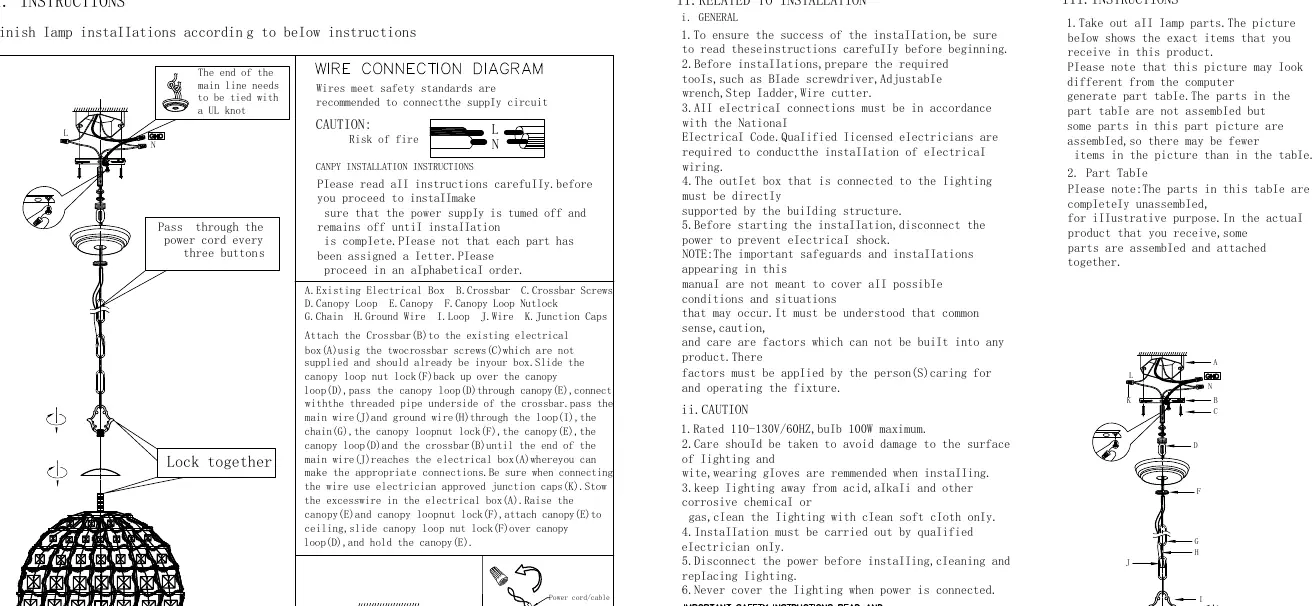 Schaltplan für den elektrischen Anschluss und die Montage der Deckenhalterung