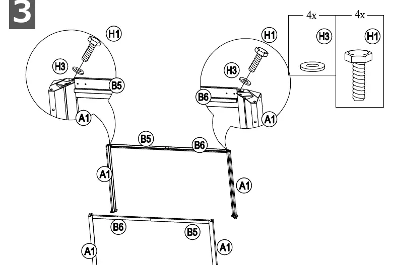 Montageschritt 3: Rahmenverbindung