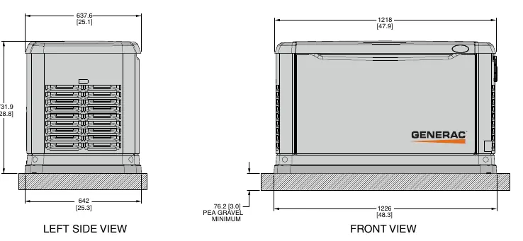 Abmessungen des Generators