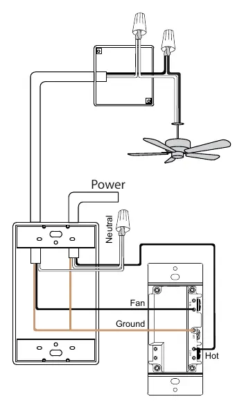 Schaltplan für die Installation des 3-Stufen-Lüfterschalters