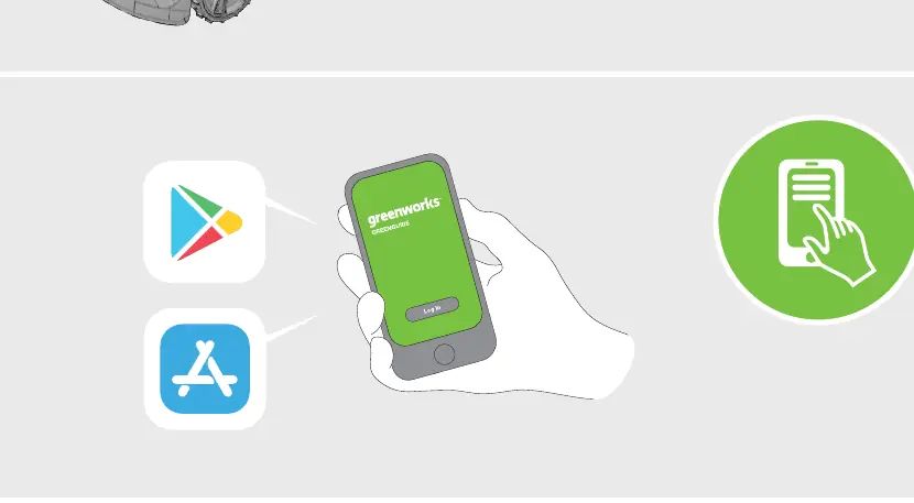 Verbindung mit der Greenworks App.