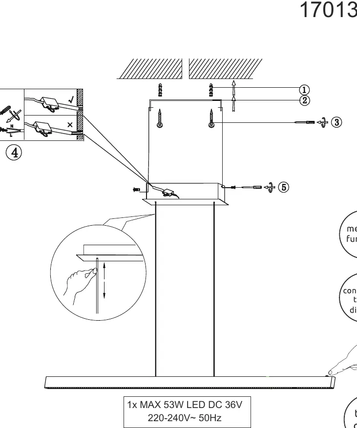 Installationsdiagramm der Pendelleuchte