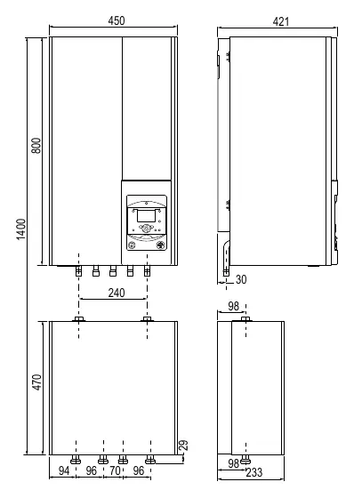 Abmessungen des Kit 2 zones