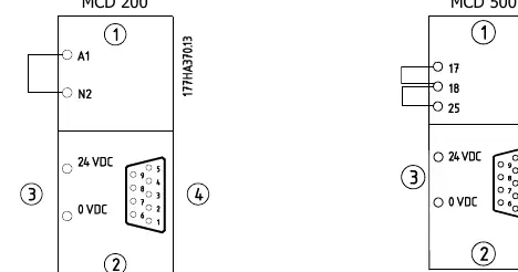 Anschlussdiagramm für MCD 200 und MCD 500